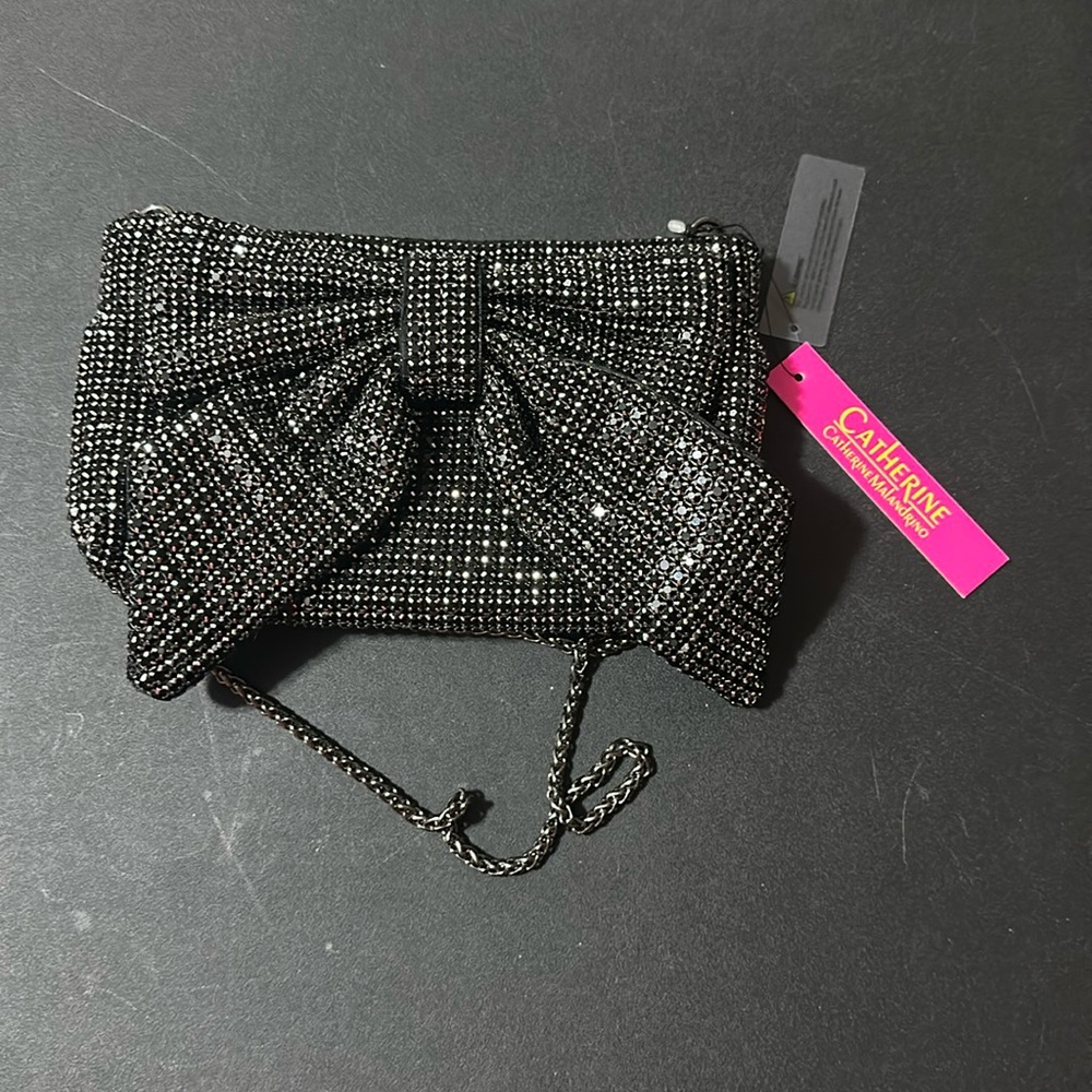 Catherine Malandrino Black Crystal Bow Crossbody